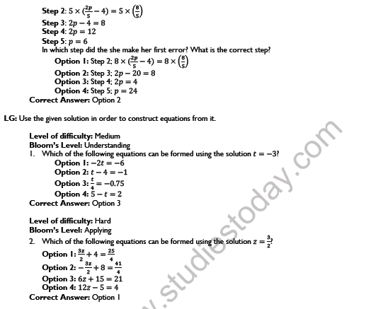 Cbse Class 7 Maths Simple Equations Worksheet Set A 2980